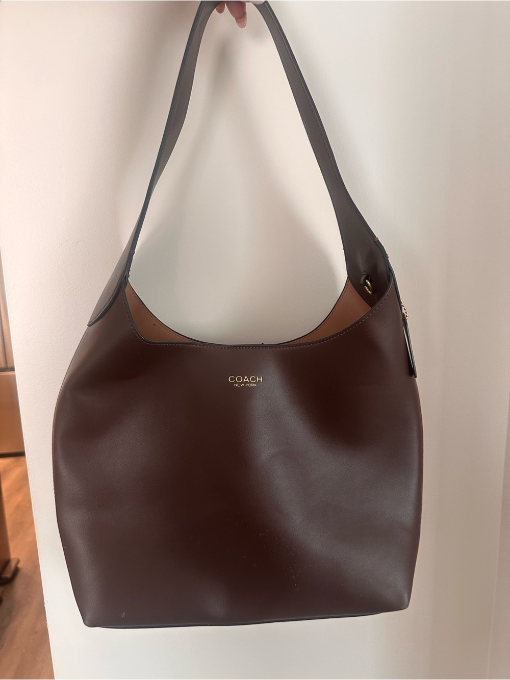 Leather Shoulder Hobo with Gold Logo ** see bottom of description
